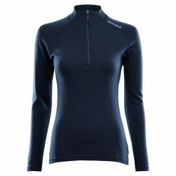 Ny 🛒 Dame Aclima WarmWool Mock Neck W/Zip 👩 Woman`s (Navy Blazer) 🛒