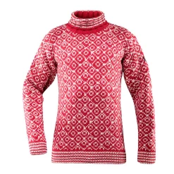 Beste avtale 😍 Dame Devold Svalbard Sweater High Neck (Hindberry/White) Unisex ⭐