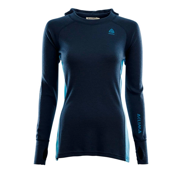 Beste salg ❤️ Dame Aclima WarmWool Hoodsweater 👩 Woman (Navy Blazer / Azure Blue / Blue Sapphire) ⭐