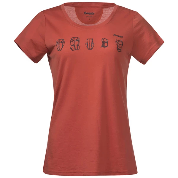 Rabatt 🤩 Dame Bergans 🎒 Backpack Wool W Tee (Brick/Solid Charcoal) 🧨