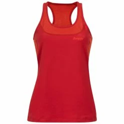 Kupong 👏 Dame Bergans Cecilie Active Wool Singlet (Red Leaf/Energy Red) 🔔