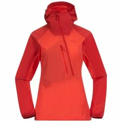 Varmt salg 🎁 Dame Bergans Cecilie Light Wind Anorak (Energy Red/Red Leaf) ✨
