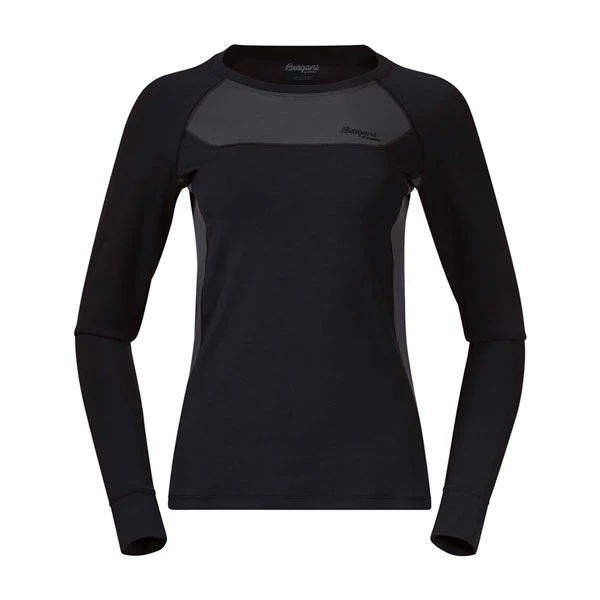 Beste Pirce 🎁 Dame Bergans Cecilie Wool Long Sleeve (Black/Solid Charcoal) 🎁