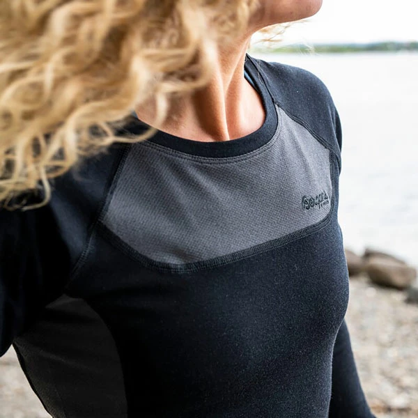 Beste Pirce 🎁 Dame Bergans Cecilie Wool Long Sleeve (Black/Solid Charcoal) 🎁 - Bilde 3