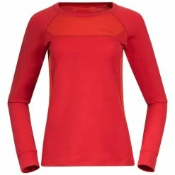 Billigst 👏 Dame Bergans Cecilie Wool Long Sleeve (Red Leaf/Energy Red) 🥰