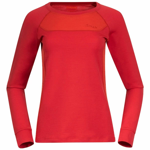 Billigst 👏 Dame Bergans Cecilie Wool Long Sleeve (Red Leaf/Energy Red) 🥰
