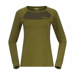 Engroshandel ✨ Dame Bergans Cecilie Wool Long Sleeve (Trail Green/Dark Olive Green) 🧨