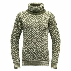 Beste avtale 🎁 Herre Devold Svalbard Wool High Neck (Olive/Offwhite) 🎉
